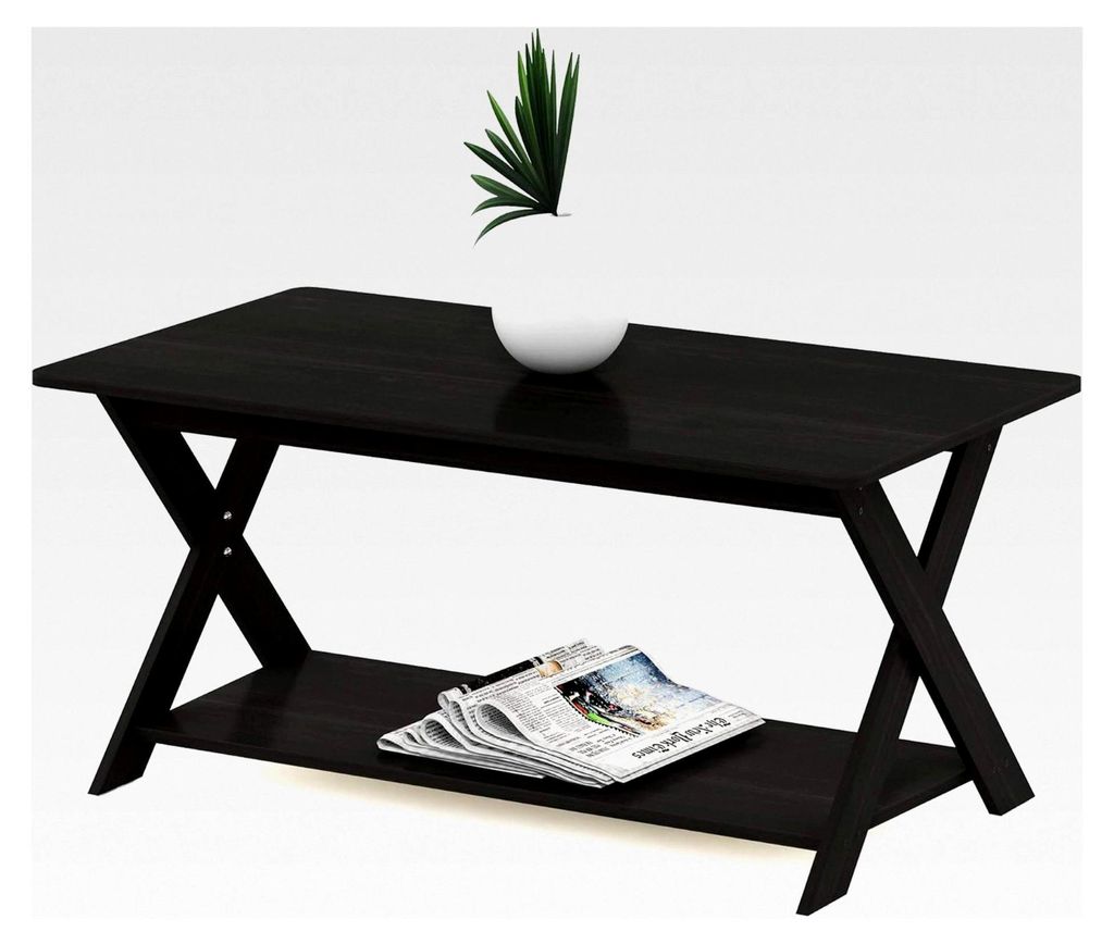Couchtisch mit Kreubeinen aus Holz, Espresso, 50 x 89,9 x 40,59 cm