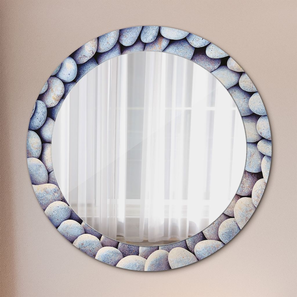 Spiegel - Mirror zum Wandspiegel Schlafzimmer – Schminkspiegel- Meer Steine Kreis- Ø70cm