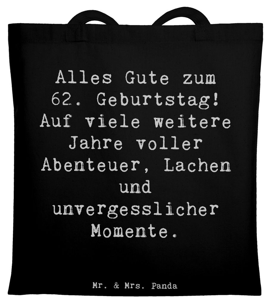 Mr. & Mrs. Panda Beutel Spruch 62. Geburtstag - Schwarz - Geschenk, Lebensfreude, Jubiläum, totebag, Geburtstagsgeschenk, Uni Tasche, Geburtstagsd...