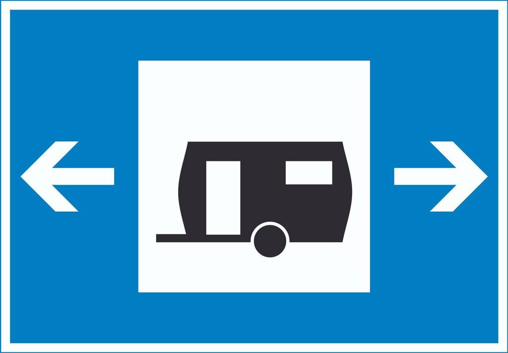 Wohnwagen links rechts Symbol Schild A5 Rückseite selbstklebend
