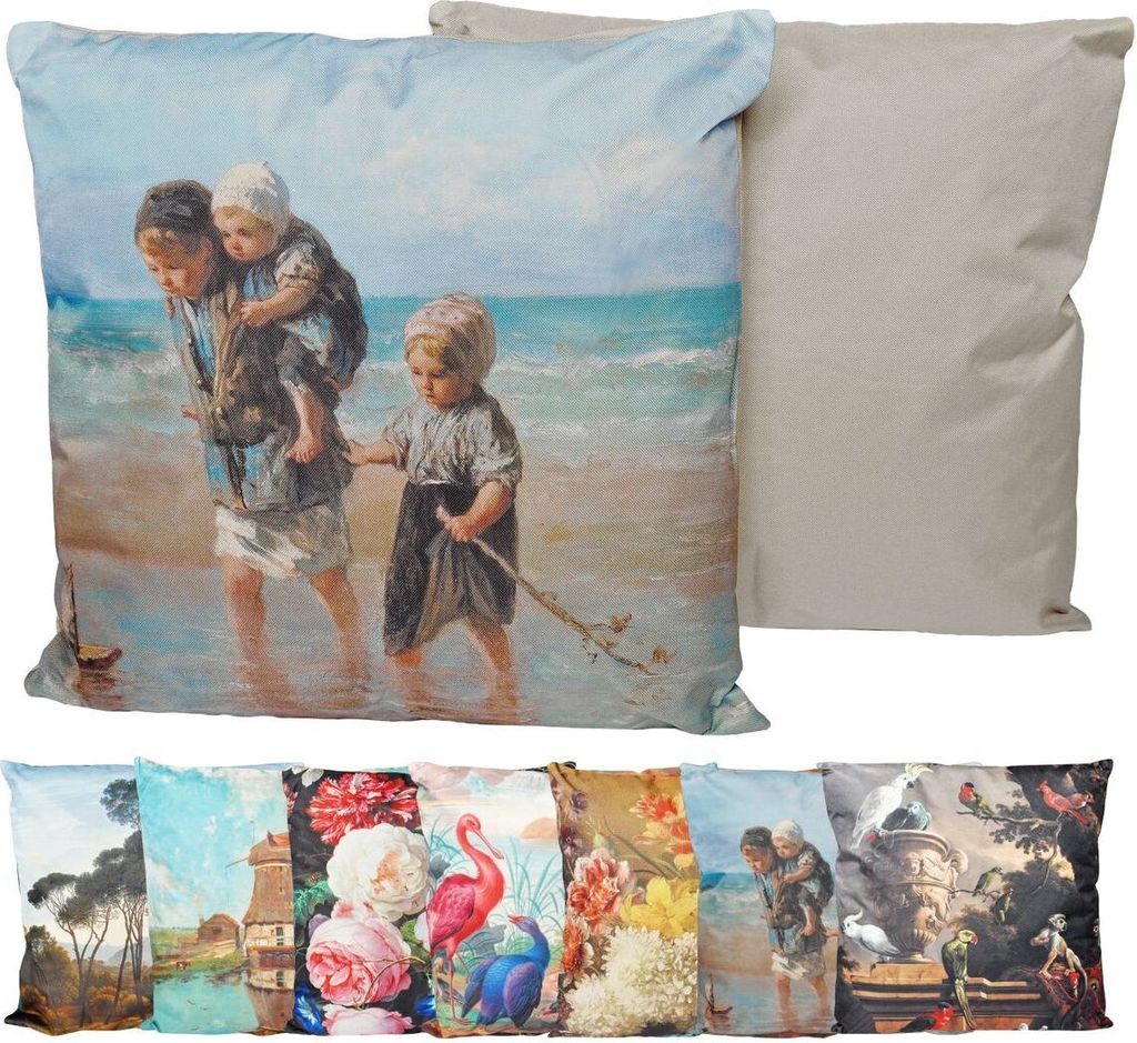 JACK Outdoor Lounge Kissen 45x45cm Motiv Dekokissen inkl. Füllung Wasserfest Sitzkissen Garten Stuhl, Farbe:Küstenleben