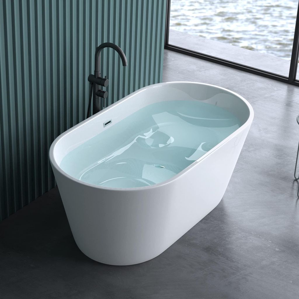 doporro Baignoire îlot Ovale pour Salle de Bain 150cm Blanc Image du produit 