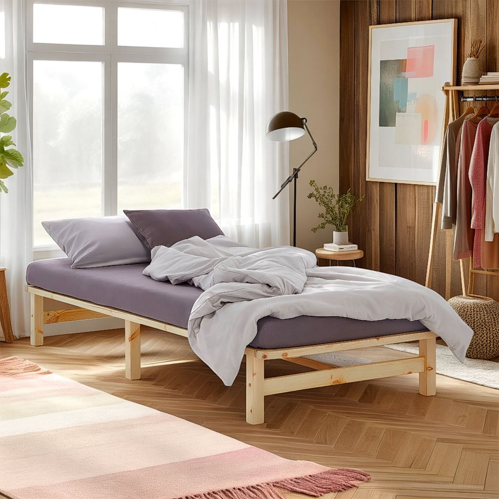 Homestyle4u Bett 100x200 cm Jugendbett Bettgestell Holzbett Produktbild 