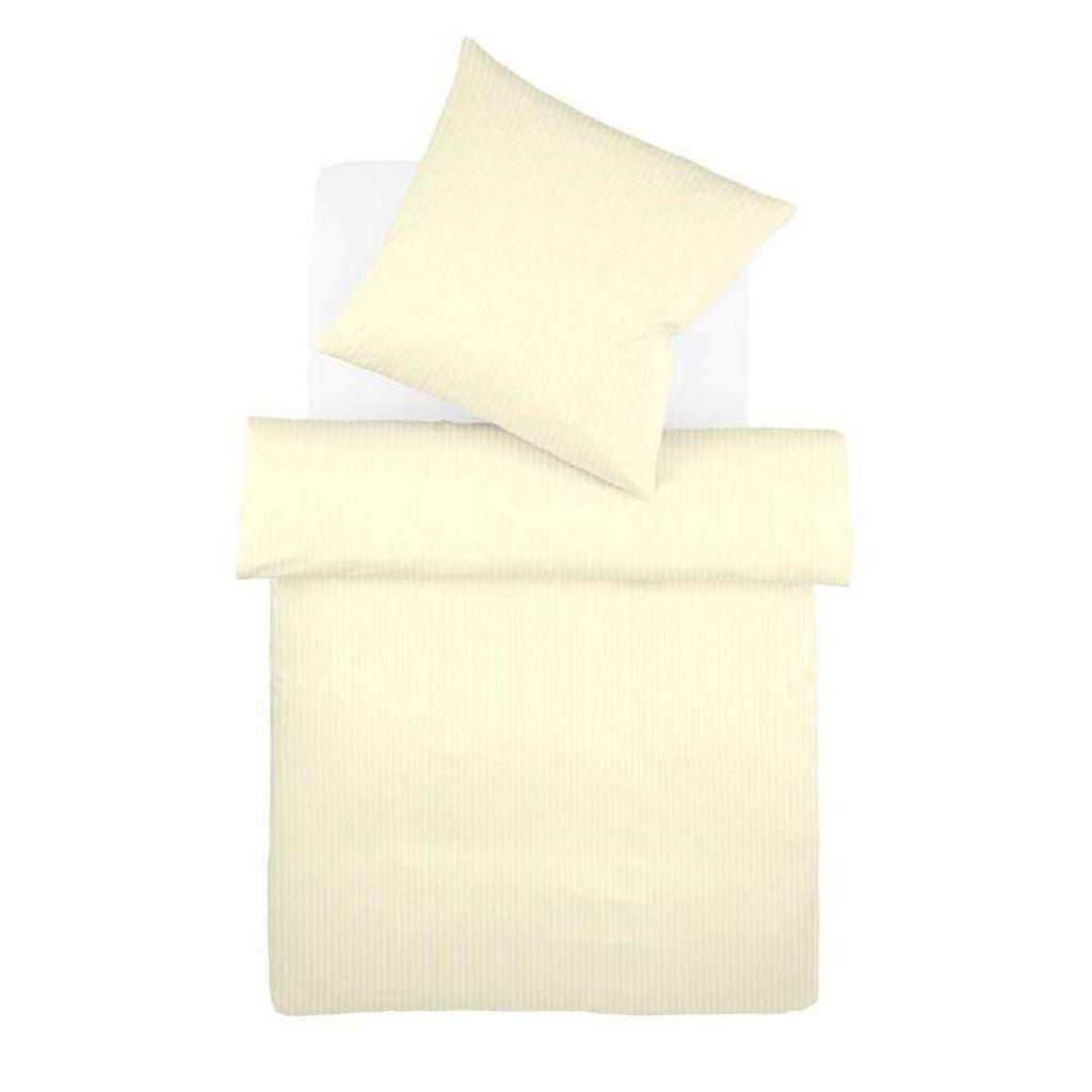 Fleuresse Interlock Jersey Streifen Bettwäsche Jil 155x220 cm + 80x80 cm creme