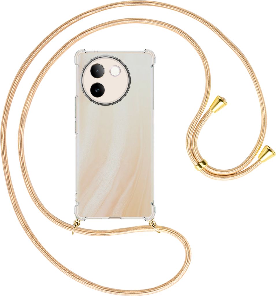 Handykette Backcover-Schutzhülle mit Band (Metall goldfarben) für vivo V30E 5G / V40 lite 5G - Goldkordel