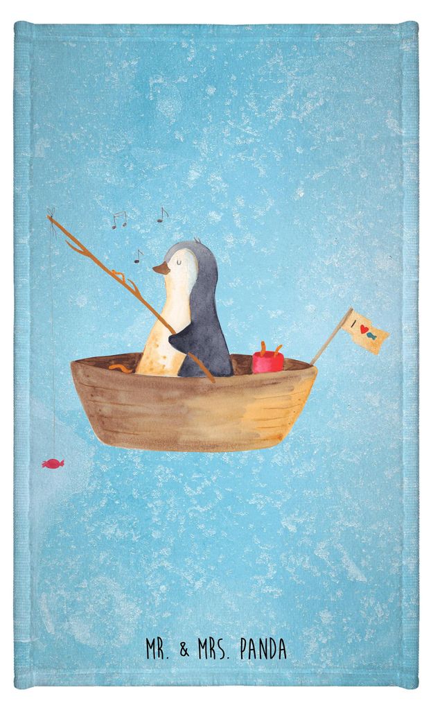 Mr. & Mrs. Panda Handtuch Pinguin Angelboot - Eisblau - Geschenk, Scheidung, gäste wc, Mini-Handtuch, Optimistisch, Kleines, Boot, Trennung, Frott...