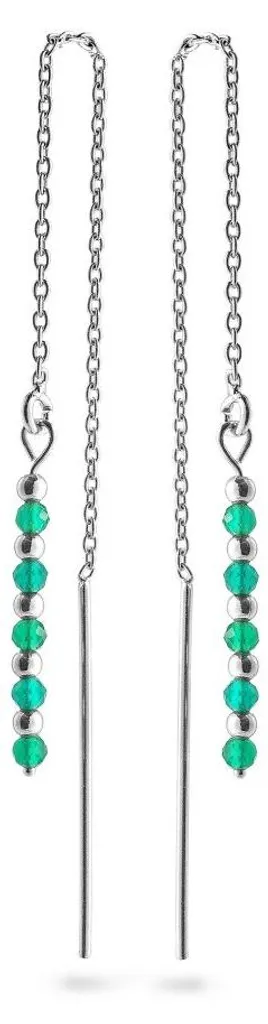 Boucles d'oreilles en argent avec émeraude AJKNS002 pour femme élégante