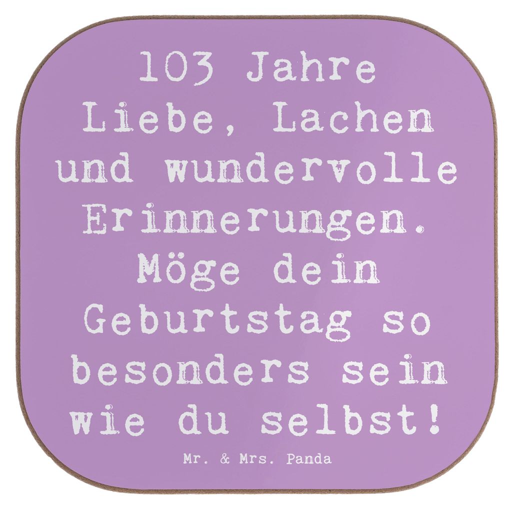 Mr. & Mrs. Panda Untersetzer für Gläser Spruch 103. Geburtstag - Lavendeltraum - Geschenk, lebensjubiläum, Glas, 103 Jahre, Coaster, Geburtstags...