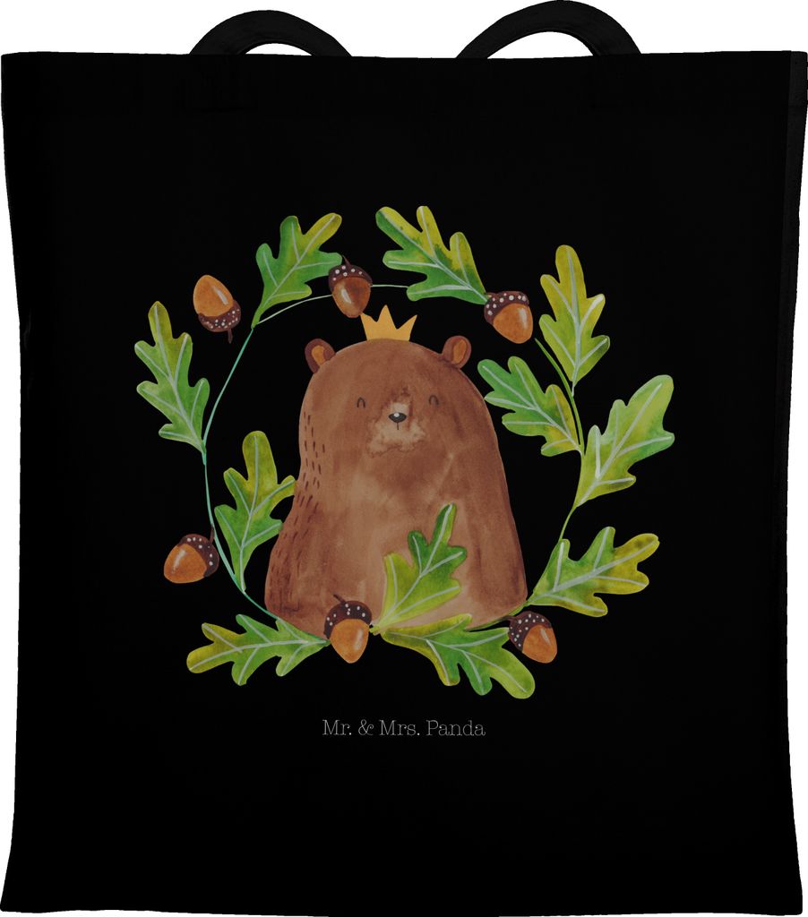 Mr. & Mrs. Panda Shopping Tasche Bär König - Schwarz - Geschenk, Dad, Teddy, Papa, festival, Papi, Vatertag, Tote Bag, Vater, Baumwolltasche, Ein...