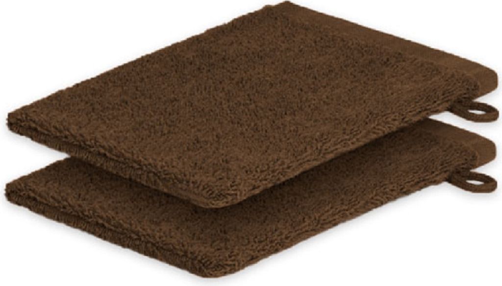 2 x Waschhandschuh 15 x 21 cm 500g/m² Doppelpack Schokobraun Hohe Qualität Neu/OVP