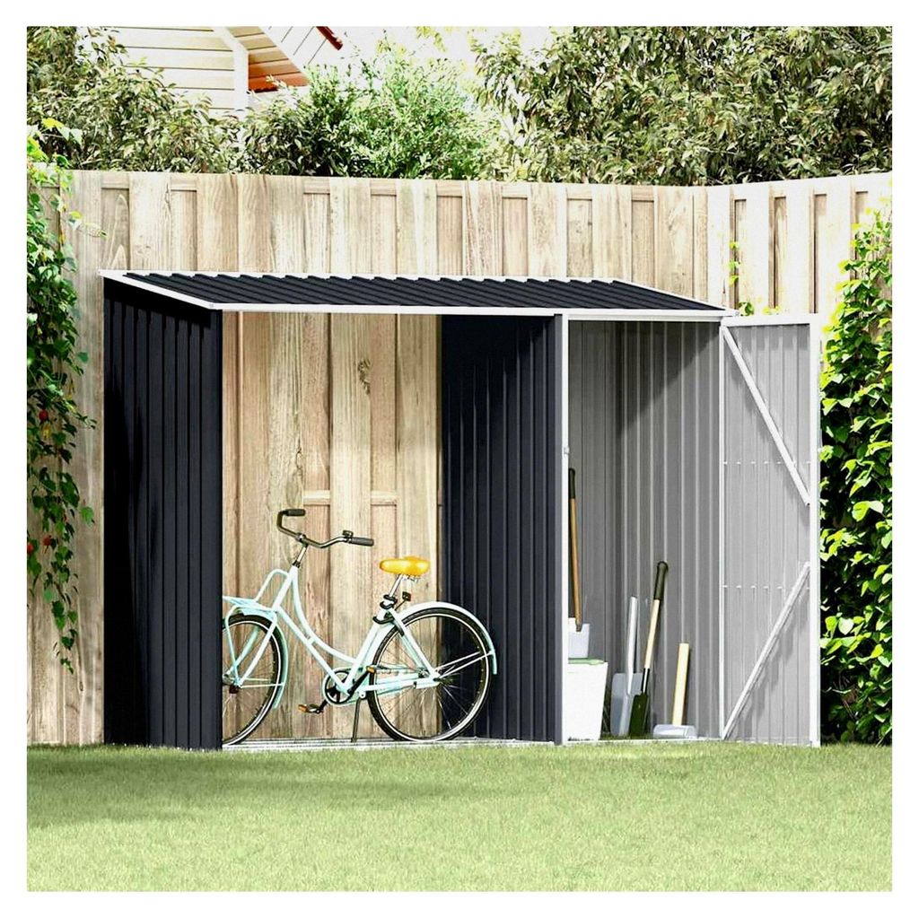 Gartenschuppen 2-in-1 Anthrazit | Verzinkter Stahl | 245 x 98 x 148/159 cm | Außenlagerung Gartenhaus, Geräteschuppen