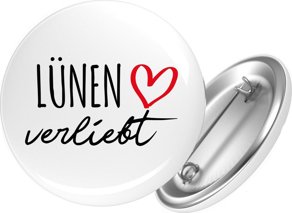 Huuraa Button Lünen verliebt 25mm rund mit Sicherheitsnadel Ansteckbutton Geschenkidee