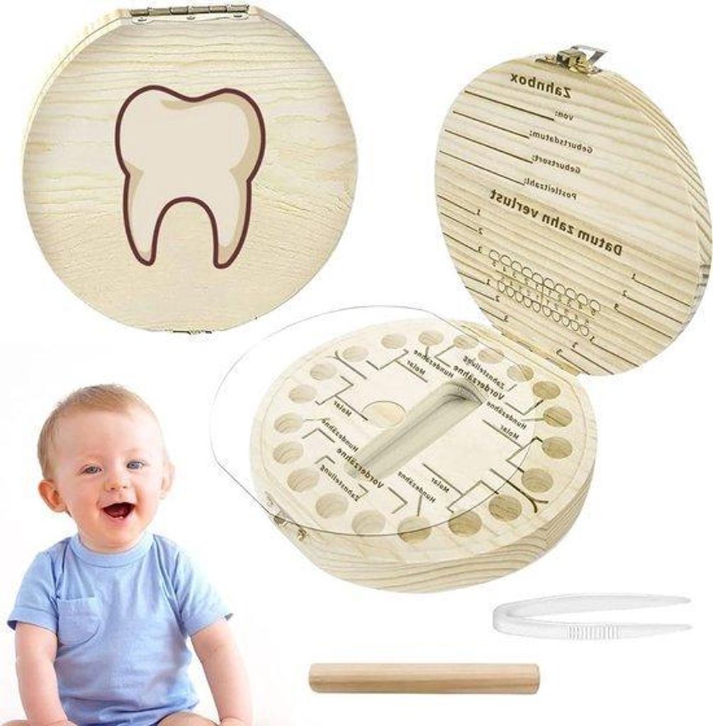Holzbox für Milchzähne, Babyzahnbox, Erinnerungsbox