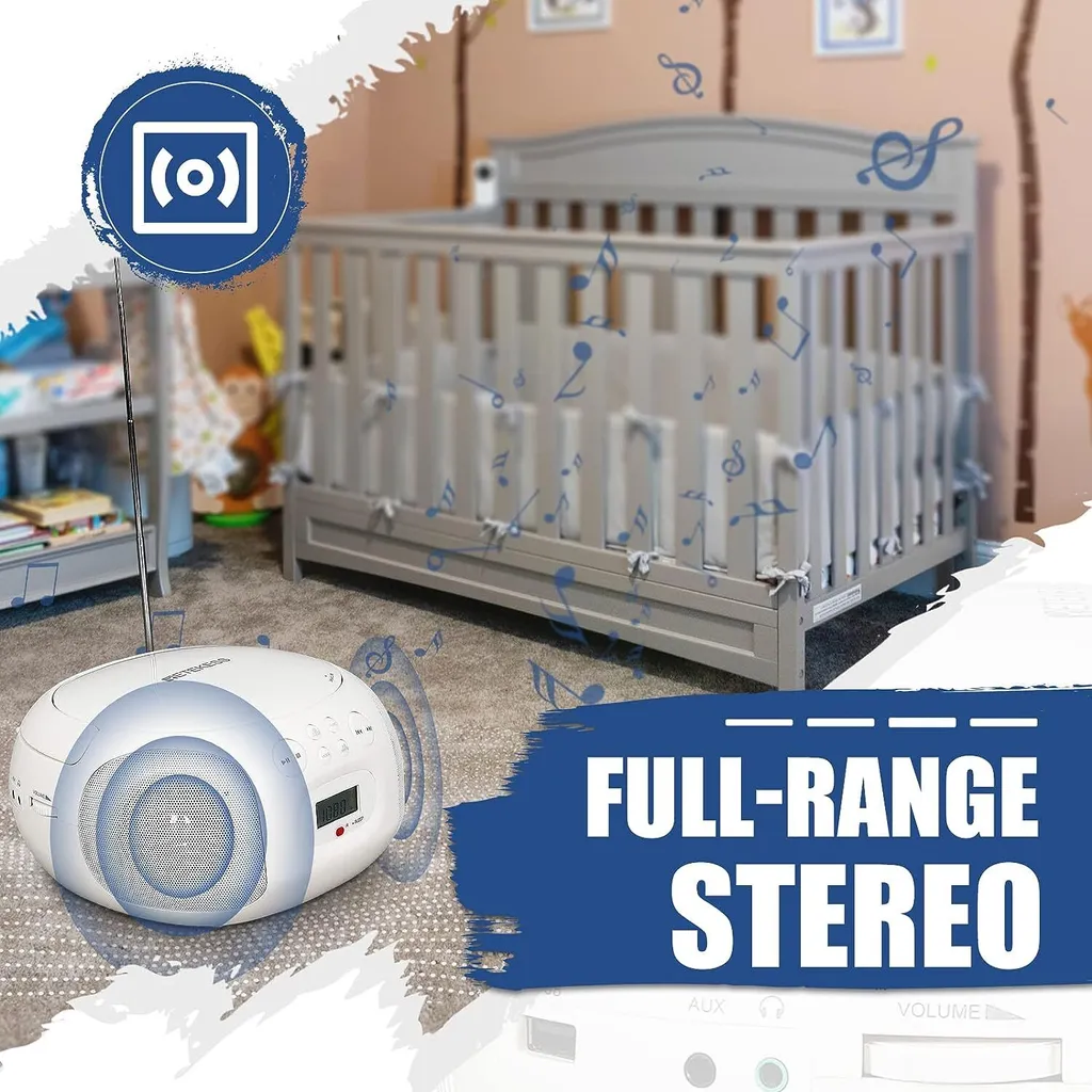 Retekess TR636 Radio CD avec Télécommande et Bluetooth - Blanc Compact