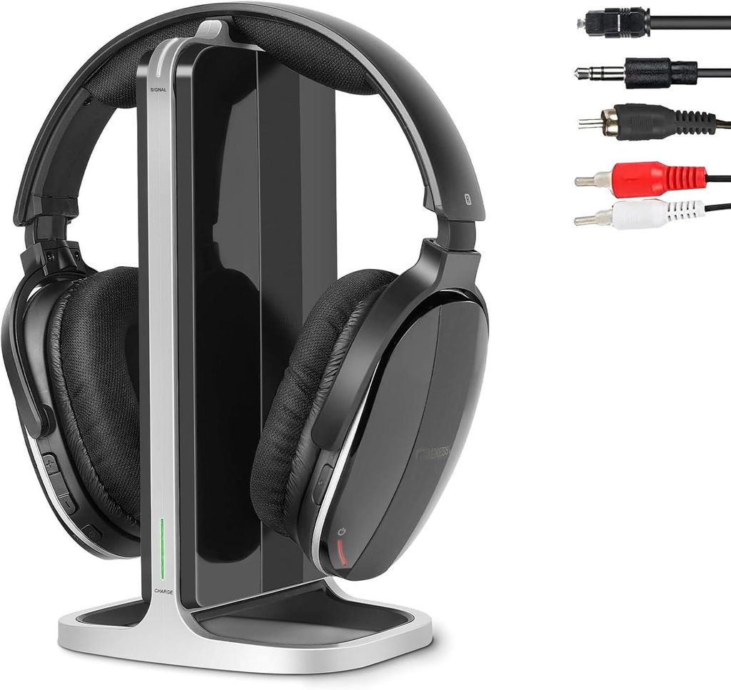 Retekess TA007 TV Kopfhörer Kabellos, 2,4G Sender-Ladestation, 60m, Kompatibel mit Bluetooth, kopfhörer kabellos TV für Zu Hause
