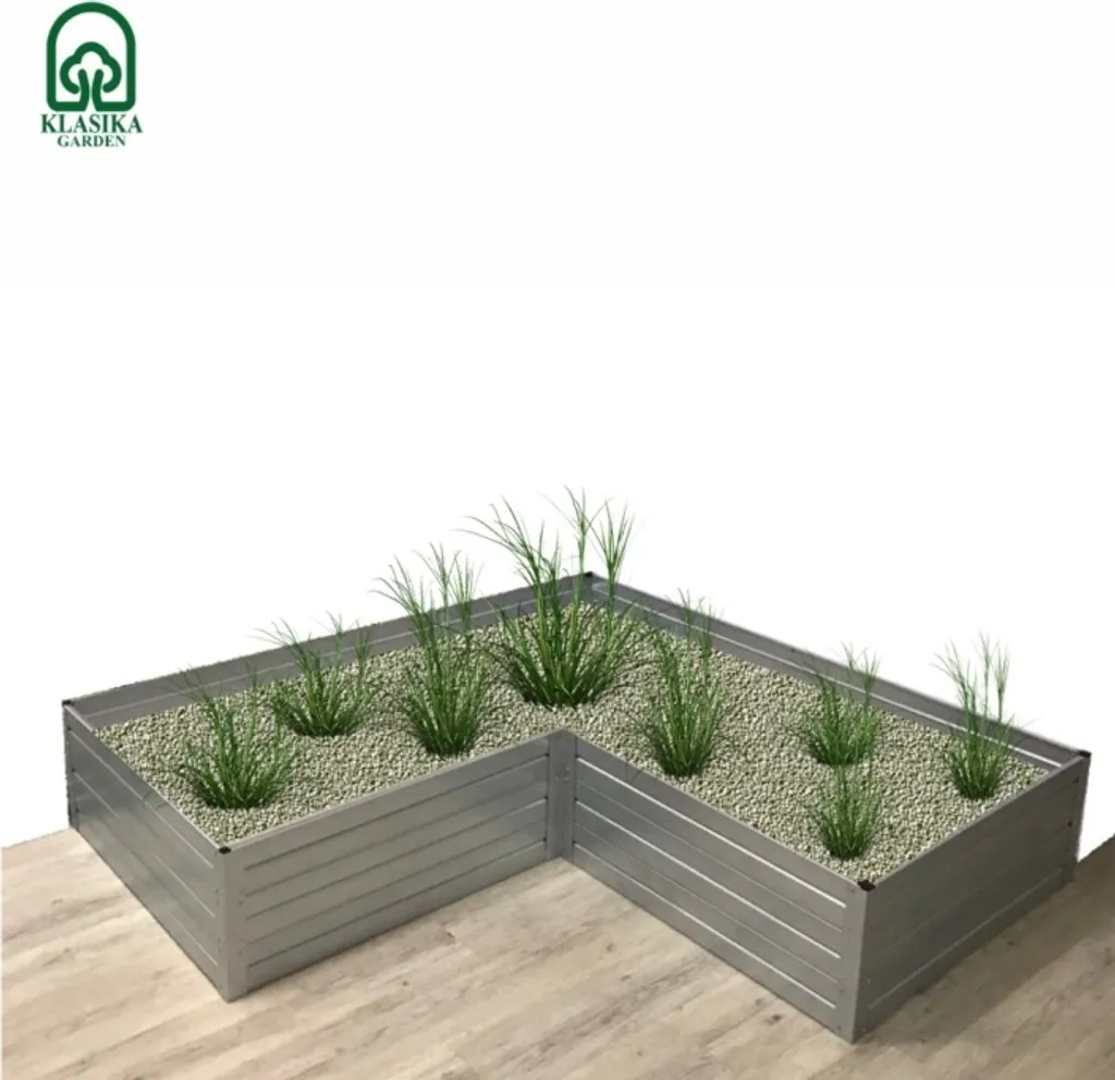 Potager en L en acier galvanisé durable KLASIKA GARDEN 50 cm de haut