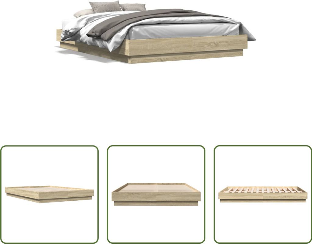 The Living Store Bettgestell Sonoma-Eiche 120x200 cm Holzwerkstoff