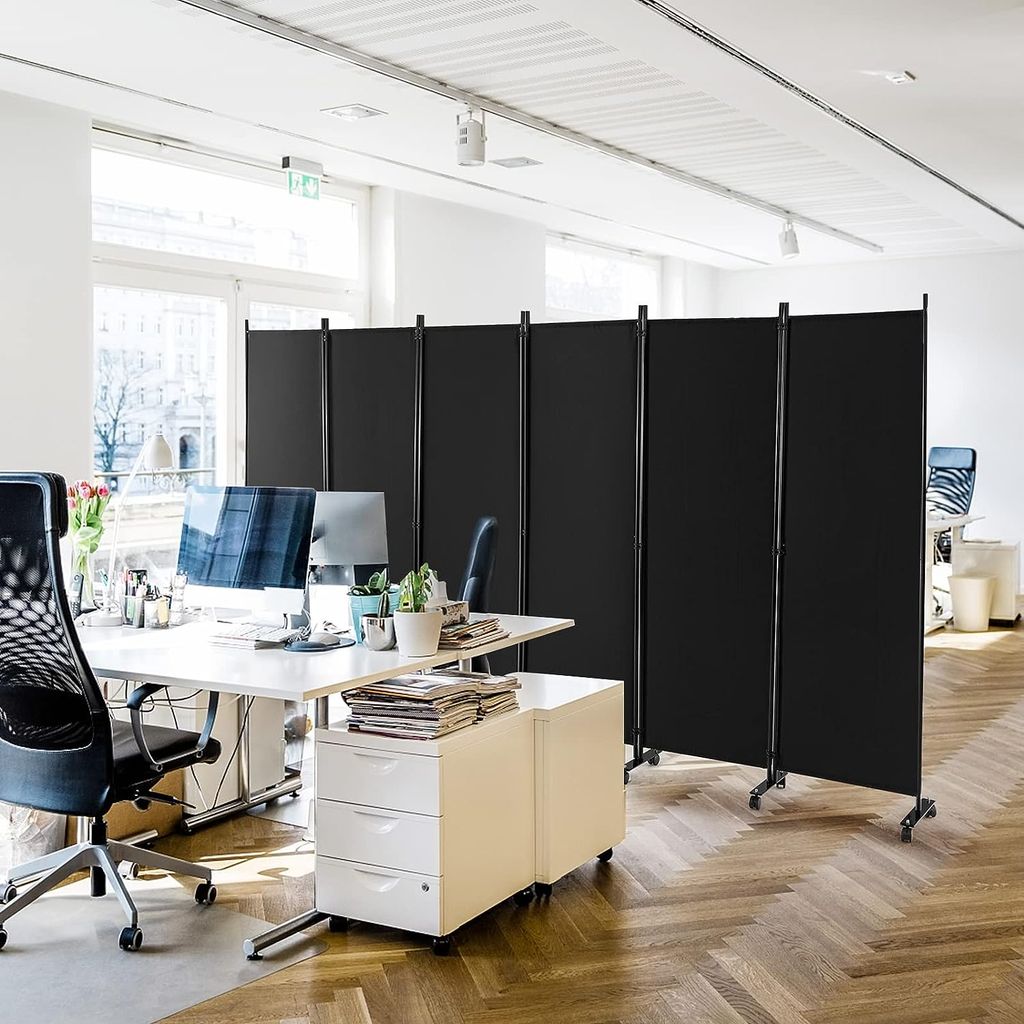 Paravent Raumteiler innen auf Rollen Trennwand Sichtschutz 6 teilig 334,5x172 cm Raumtrenner klappbar Spanische Wand freistehend mit Breiten Füsse...