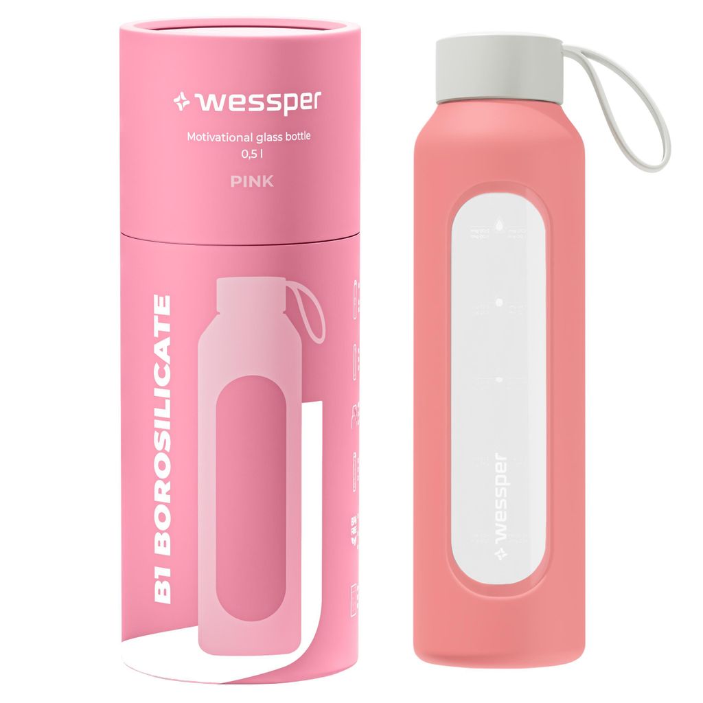 Bouteille en verre Wessper avec housse en silicone – 0,5 L Image du produit 