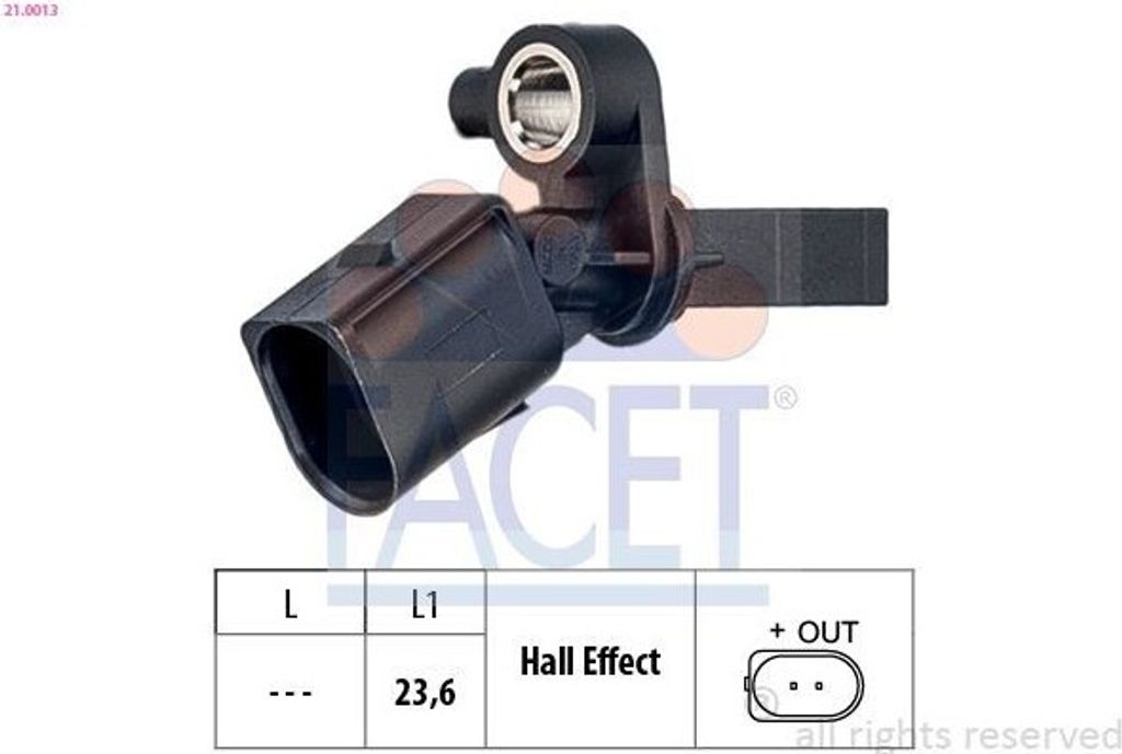 FACET ABS Sensor Raddrehzahl Hinten Rechts für VW POLO (9N) 21.0013