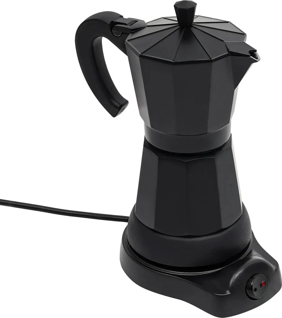 Elektrischer Espressokocher - Mokkakanne - 300 ml Fassungsvermögen - Mit Basisstation - Schwarz
