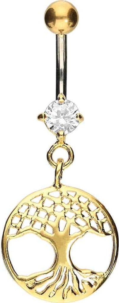 Bauchnabelpiercing Titan Bananabell mit 925er Silber-Design LEBENSBAUM