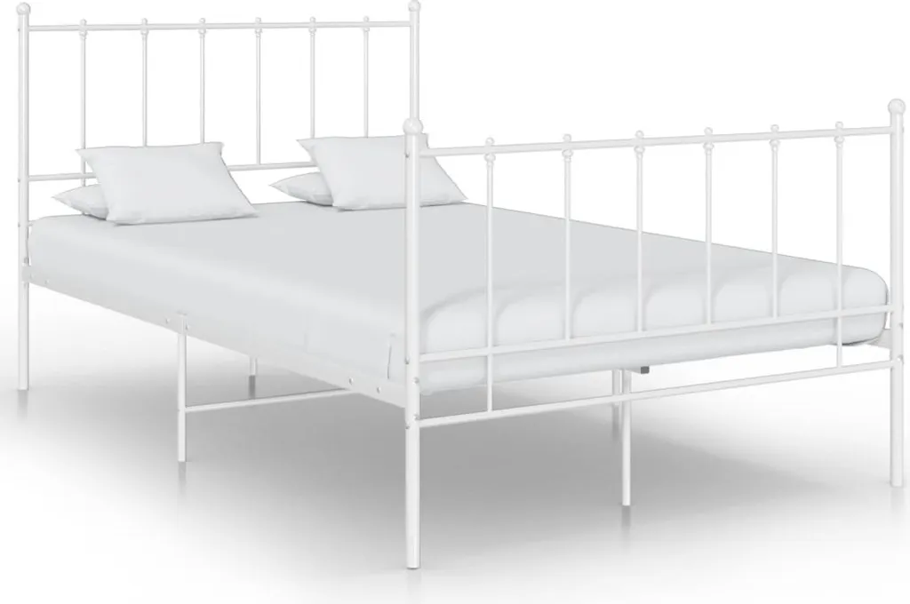 Cadre de lit en métal blanc 120x200 cm avec sommier - Lit une place demi