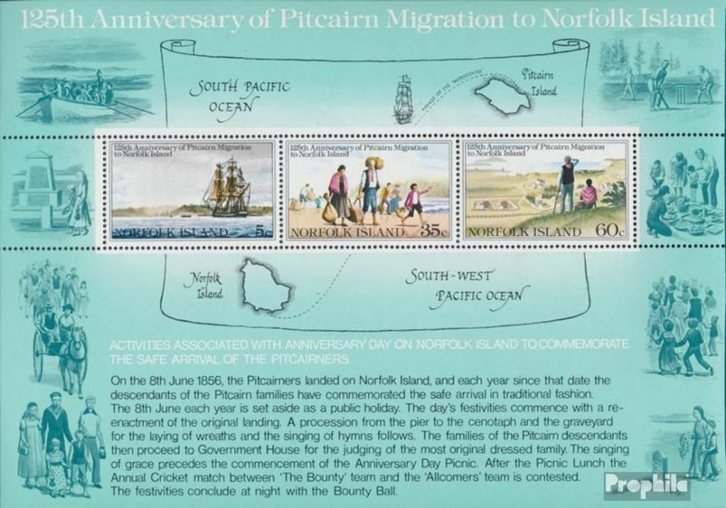 Briefmarken Norfolk-Insel 1981 Mi Block4 (kompl.Ausg.) postfrisch Ansiedlung