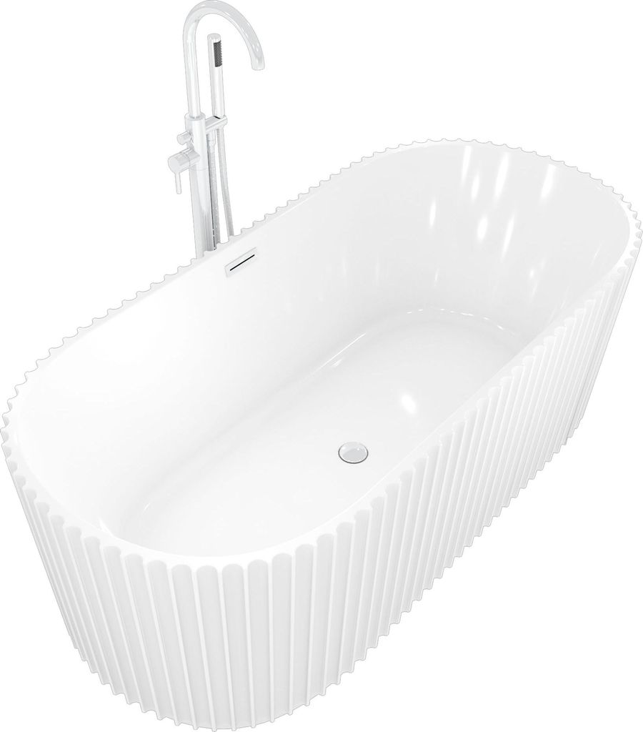 freistehende Badewanne Wanne Acryl F08 170x80cm mit Armatur AF02