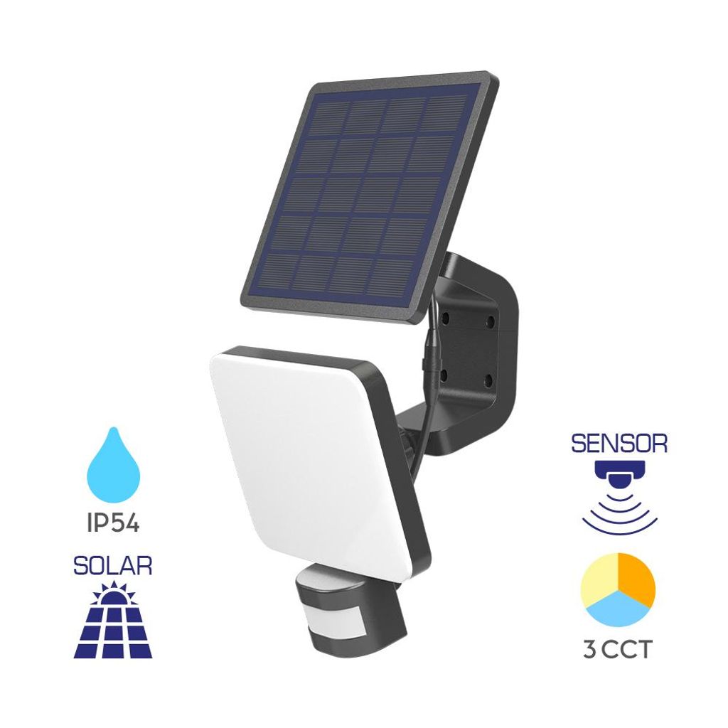 Braytron Solar LED Wandleuchte Außen 15W 1500lm mit Bewegungsmelder, 3 Lichtfarben (warm/neutral/kalt), kabellose Außenleuchte, wetterfest