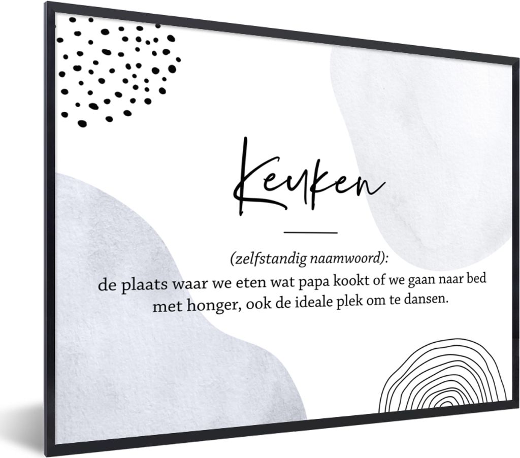 MuchoWow Gerahmtes Poster küche - papa - zitate - küchen definition - sprichwörter - Wörterbuch 80x60 cm - Poster mit Schwarzem Bilderrahmen ...