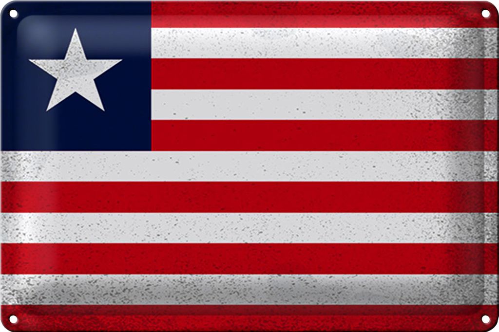Blechschild Flagge Liberia 30x20cm Flag of Liberia Vintage