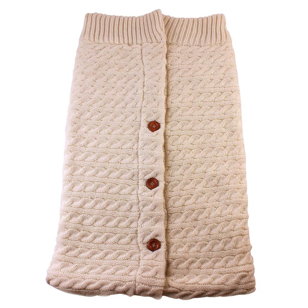 Baby Schlafsack für Kinderwagen Gestrickt Schlafsack Süße Samt Warme Tasche Pucksack Stricken Wickeln Abnehmbare Ärmel Strick Decke Schlafsack ...