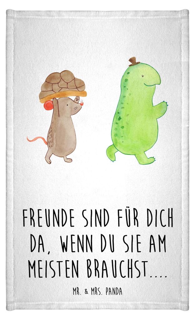 Mr. & Mrs. Panda Frotteetuch Schildkröte Maus - Weiß - Geschenk, badezimmer handtuch, gäste wc, Beste Freundinnen, baumwolle, Hilfe