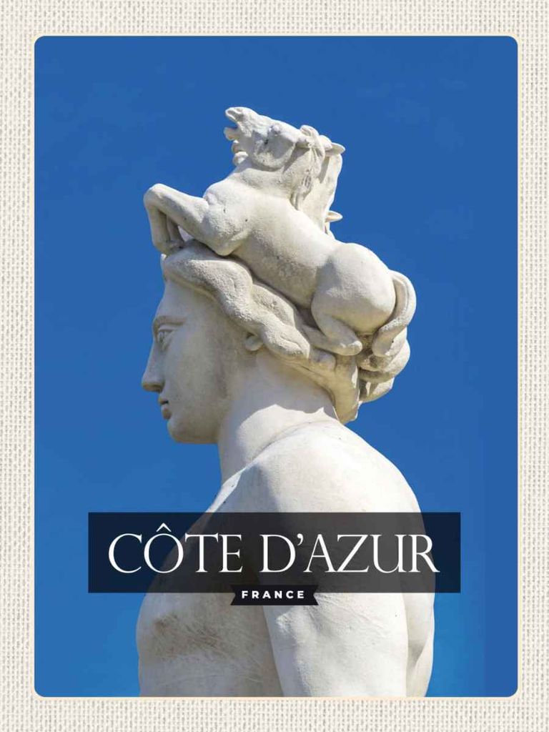 vianmo Holzschild 40x30 cm cote d'azur der fontaine du soleil Bildmotiv Reisemotiv Europa