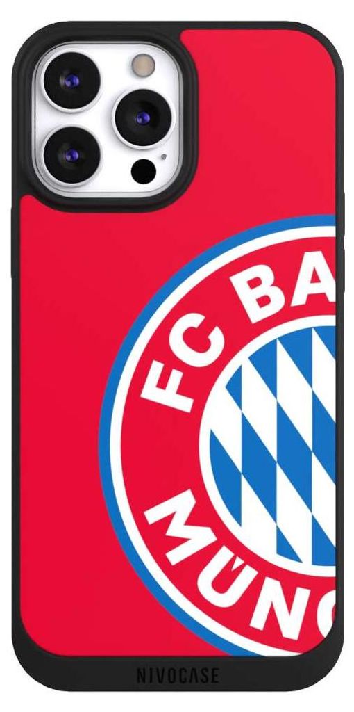 NIVOCASE Handyhülle für Apple iPhone 13 Pro Max Hülle NIVOpure Case Schwarz FC Bayern München FCB Offizielles Lizenzprodukt