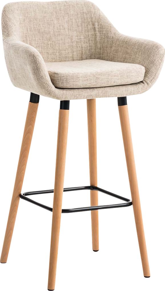 TPFLiving Barhocker Grande Gestell Holz Stoff Creme