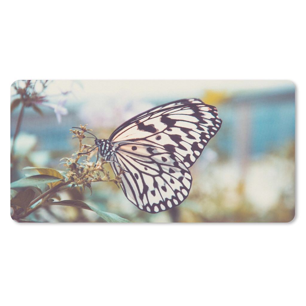 MuchoWow Mauspad Mousepad Schmetterling - Blumen - Frühling 60x30 cm - Mousepads - Maus Mat - Pad - Mausunterlage - Nachhaltig