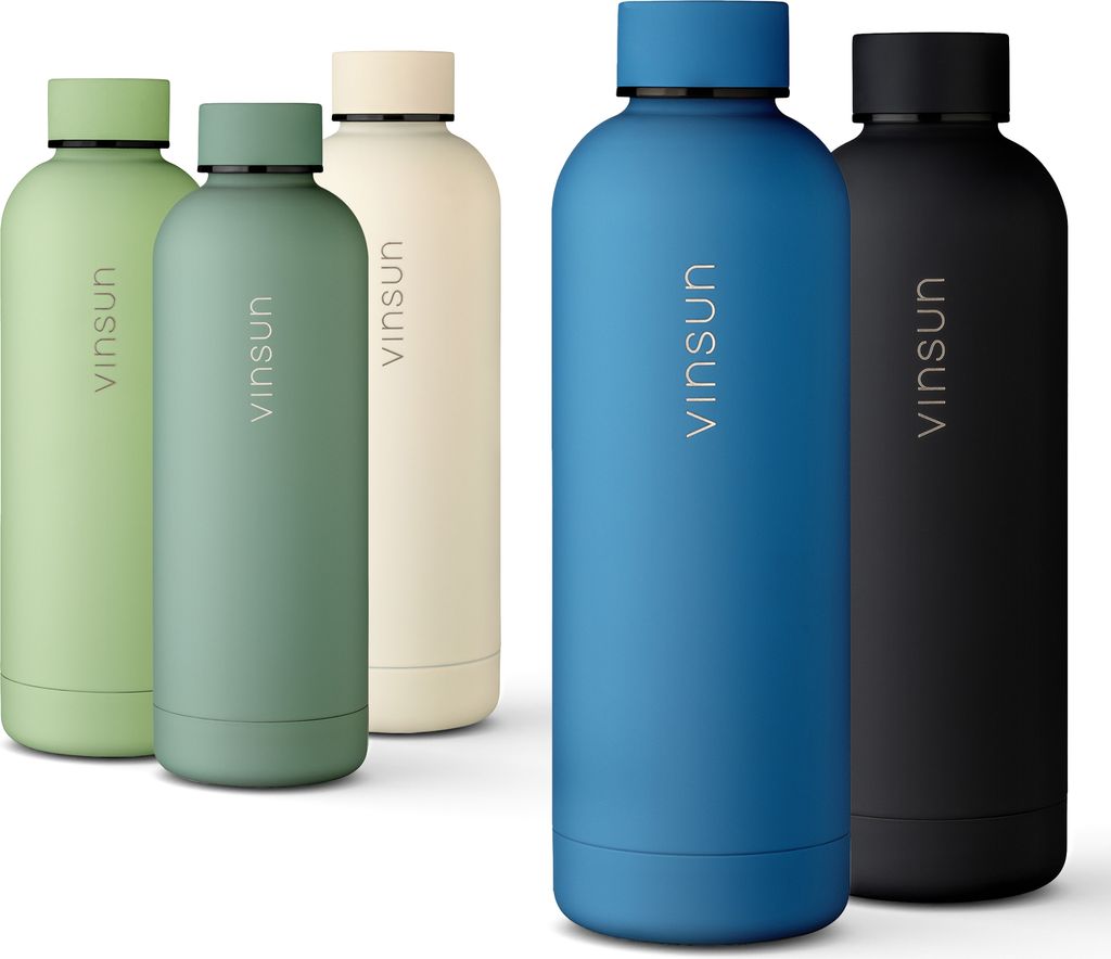 Trinkflasche Edelstahl 500ml Thermoflasche Tee Kaffee Isolierflasche blau Vinsun
