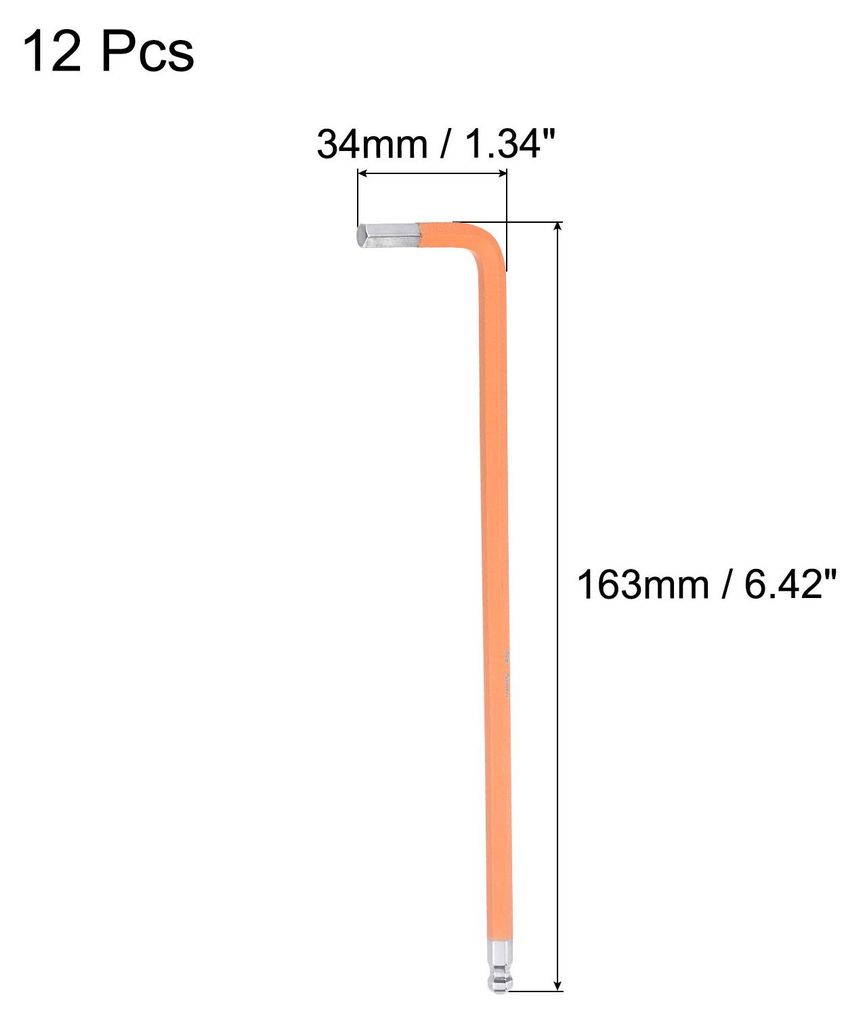 12 Stš¹ck 5mm Innensechskantschlš¹ssel Satz mit Kugelkopf, Innensechskantschlš¹ssel metrisch L-f?rmig mit langem Arm aus S2-Stahl, Reparaturw...