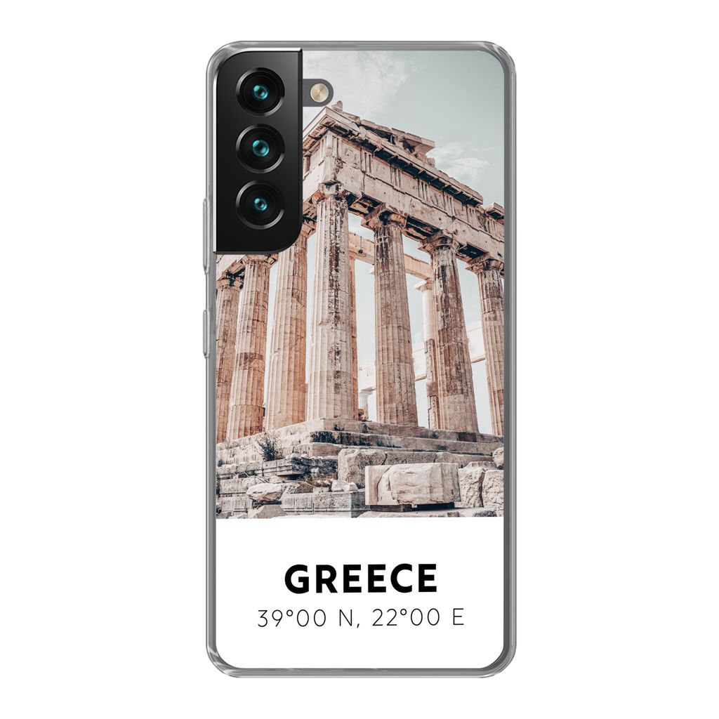 MuchoWow Handyhülle Schutzhülle Hülle für Samsung Galaxy S22 Griechenland - Tempel - Athen Silikon Softcase Handy Hülle - Mobiltelefonhülle