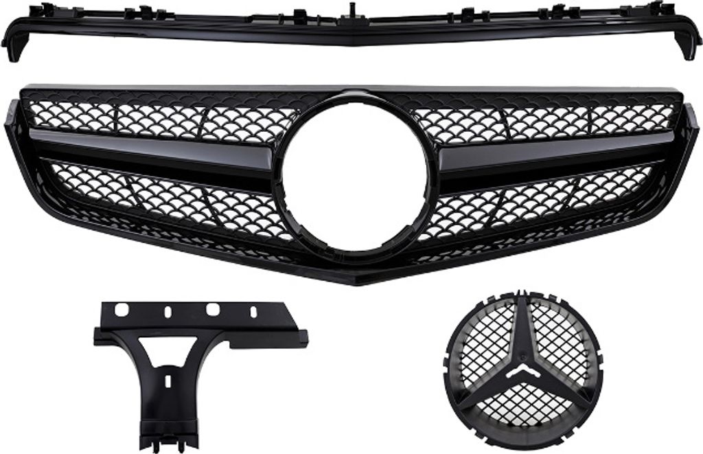 Kühlergrill Komplett Schwarz passt für Mercedes E-Klasse Produktbild 