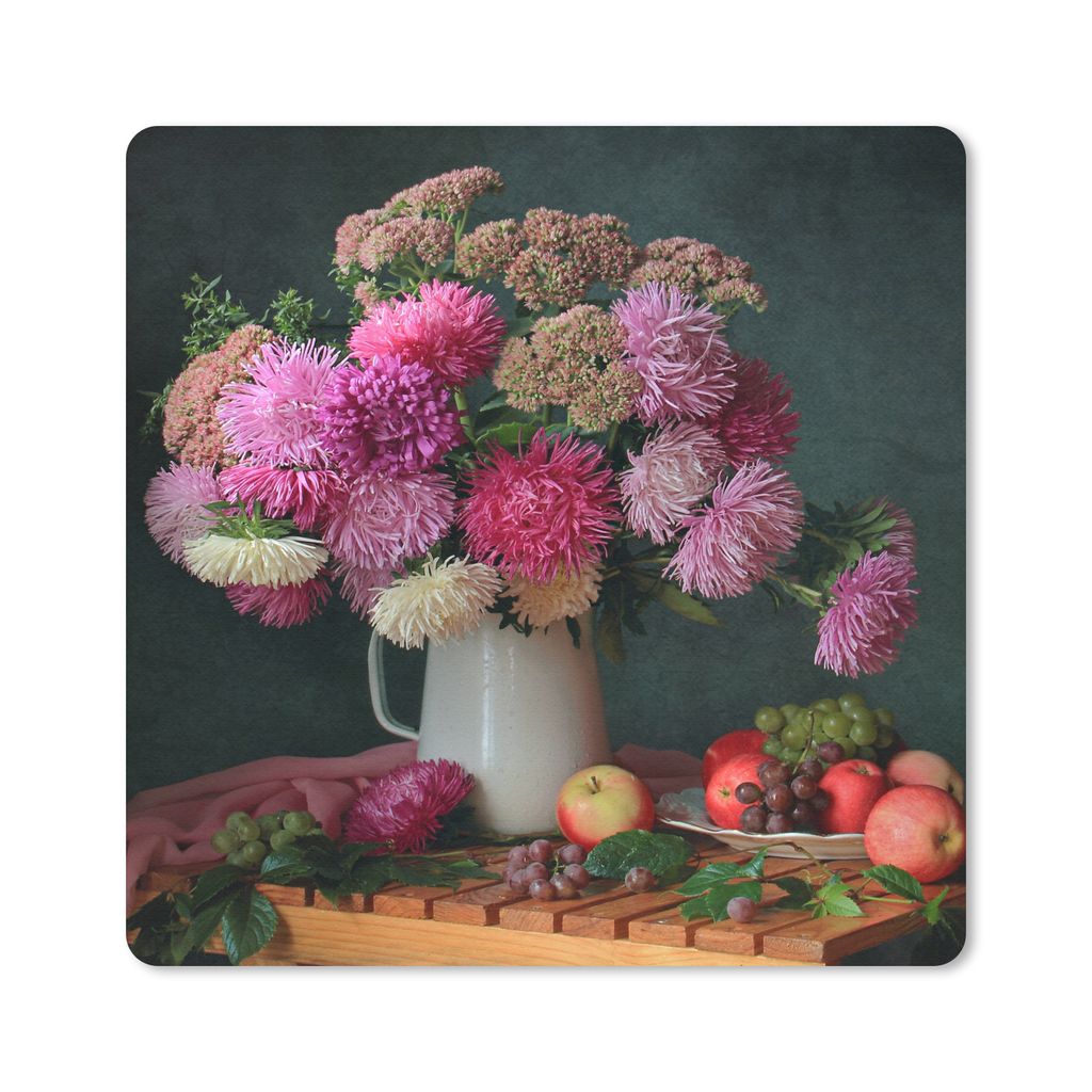MuchoWow Mauspad Mousepad Obst - Rosa - Stilleben 30x30 cm - Mousepads - Maus Mat - Pad - Mausunterlage - Gaming