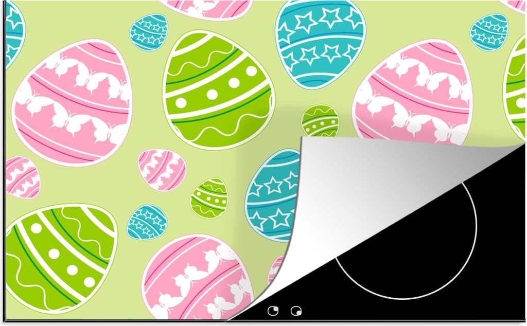 KitchenYeah Herdabdeckplatte Osterei - Schnittmuster - Ostern , 80x52cm, Küche Deko, Glaskeramikfeld Herdabdeckung, Abdeckplatte fùr Kochfeld