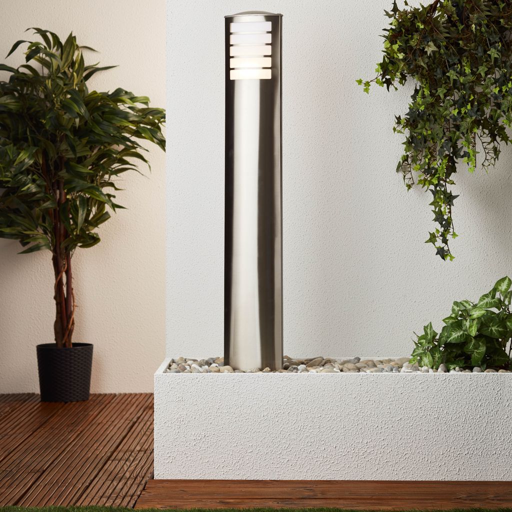 BRILLIANT Außenstandleuchte Todd | schlichte Outdoorleuchte | Edelstahl/Kunststoff | IP44 | spritzwassergeschützt | 1x E27 max. 40 W