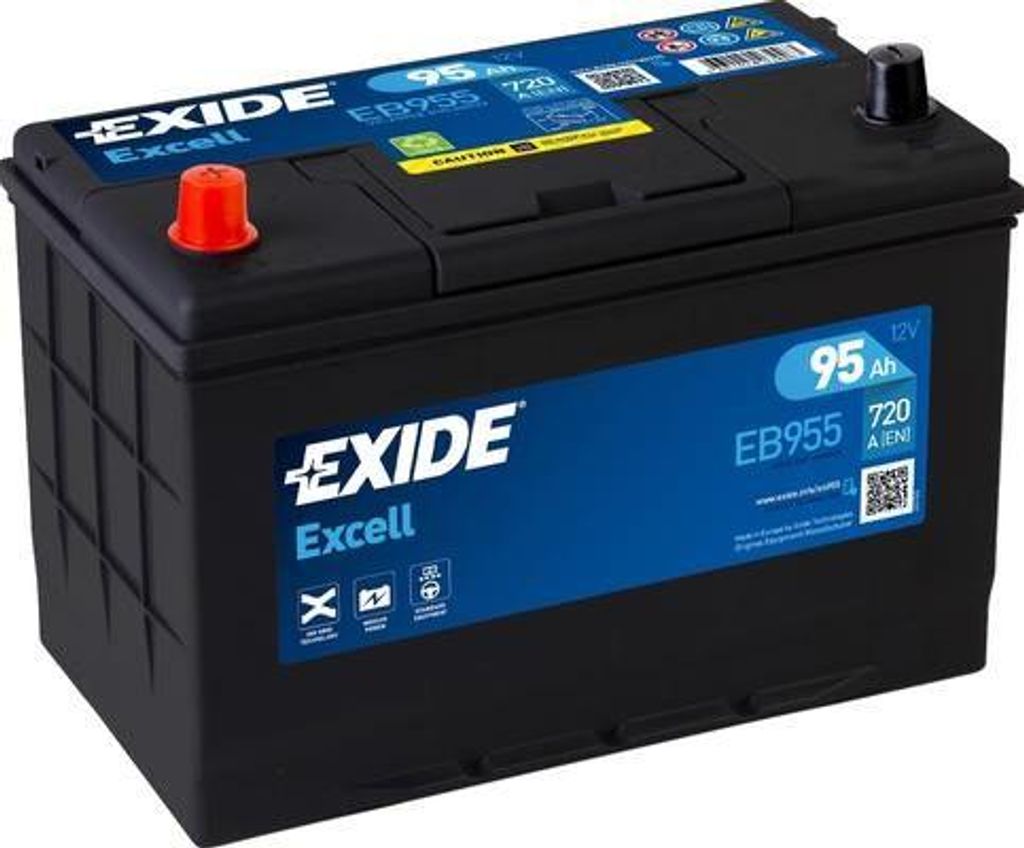 EXIDE EB955 Starterbatterie OE 01579A110K kompatibel mit Captiva, Epica, Korando, Musso, Maverick, Ranger, Galloper, H-1, H100, Highway, iX35, Terr...