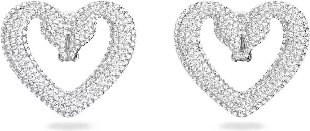 Swarovski Una Ohrclips Herz, Groß, Weiß, Rhodiniert 5626172 Produktbild 1