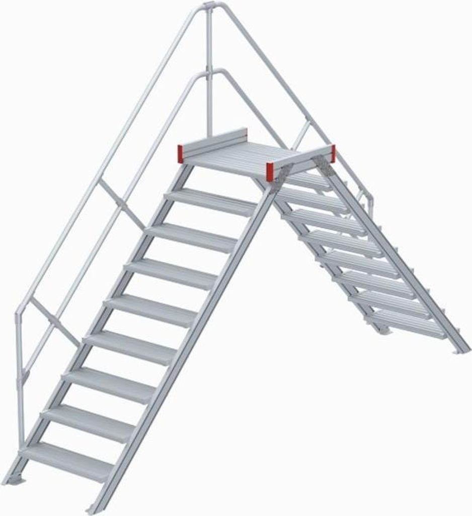Euroline 512 Überstieg 45° 800mm Stufenbreite 2x9 Stufen Alu gerieft
