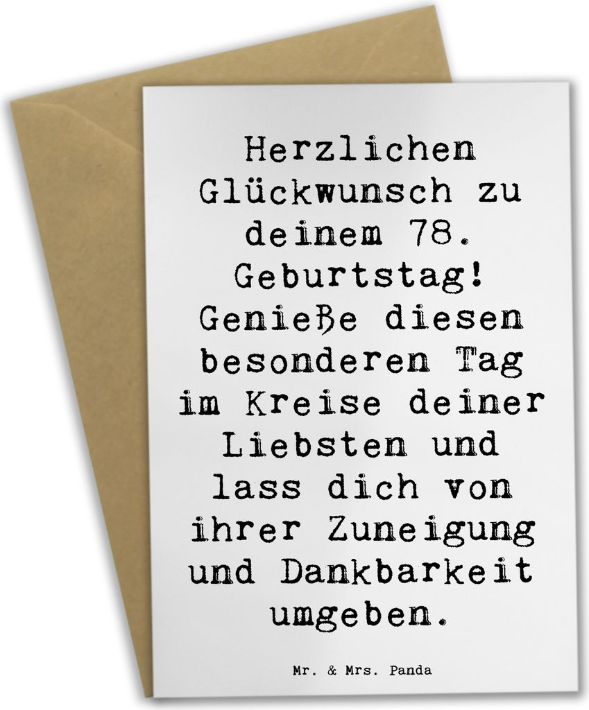Mr. & Mrs. Panda neujahrskarte Spruch 78. Geburtstag - Weiß - Geschenk, osterkarte, handgefertigte Geschenke, Geburtstagsgeschenk, hochzeitskarten...