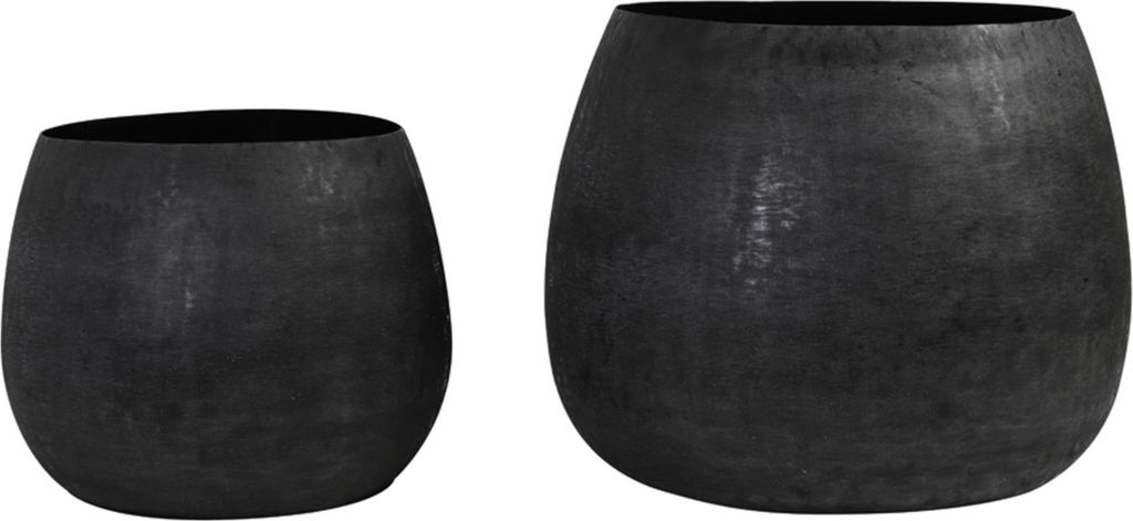 Light & Living - Bloempot Genolu - Zwart - Ø50 + Ø38,5 cm Productafbeelding 